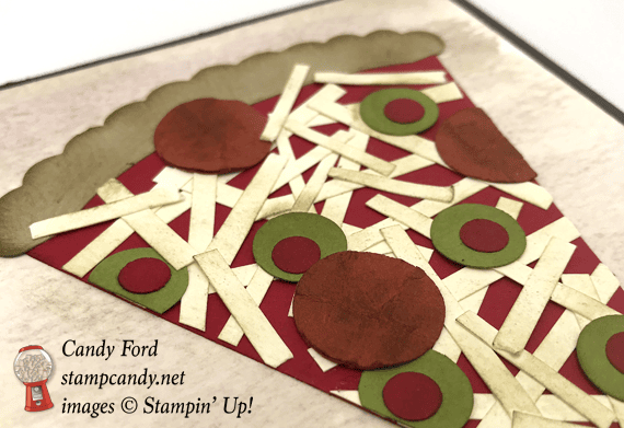 Stampin' Up! Dad Jokes handmade birthday card for Dad with punch art pizza by Candy Ford of Stamp Candy