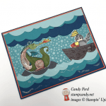 Stampin' Up! Magical Day handmade card fighting the dragon from a boat on the waves by Candy Ford of Stamp Candy