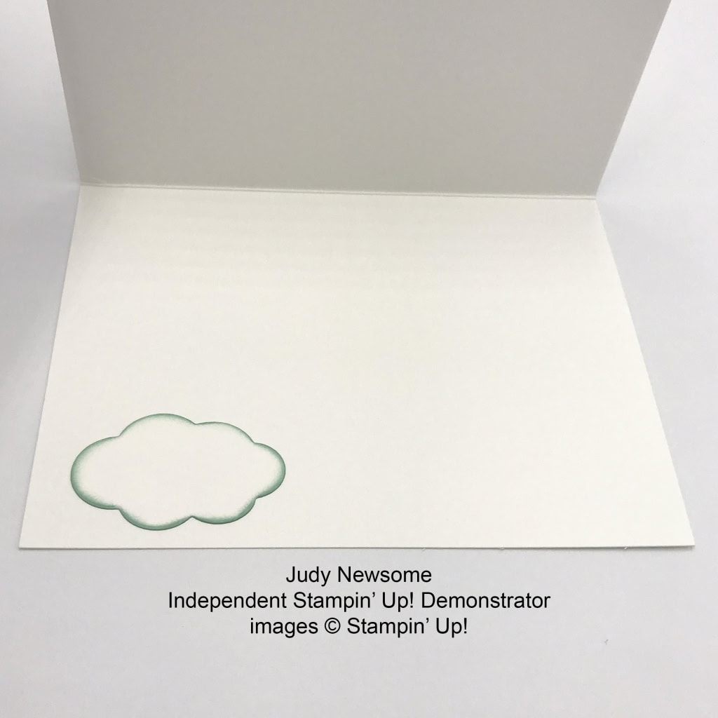 Cute card made by Judy Newsome, Independent Stampin' Up! Demonstrator using the Sunshine & Rainboes bundle.