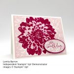 Happy Birthday card made with Stampin' Up! Definitely Dahlia stamp set by Lonita Barron, Candy Hearts #stampcandy