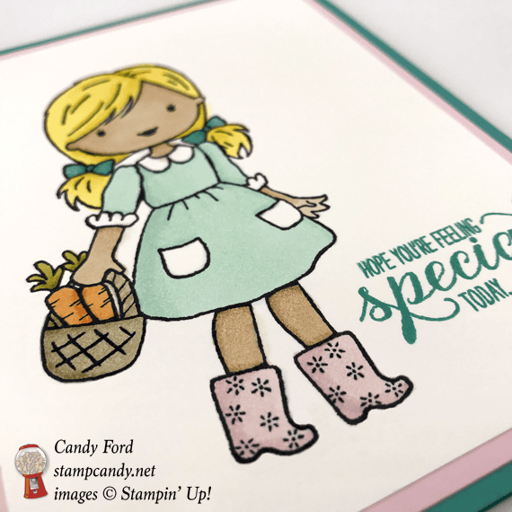 Stampin' Up! Garden Girl handmade card colored with the Stampin' Blends Markers by Candy Ford of Stamp Candy