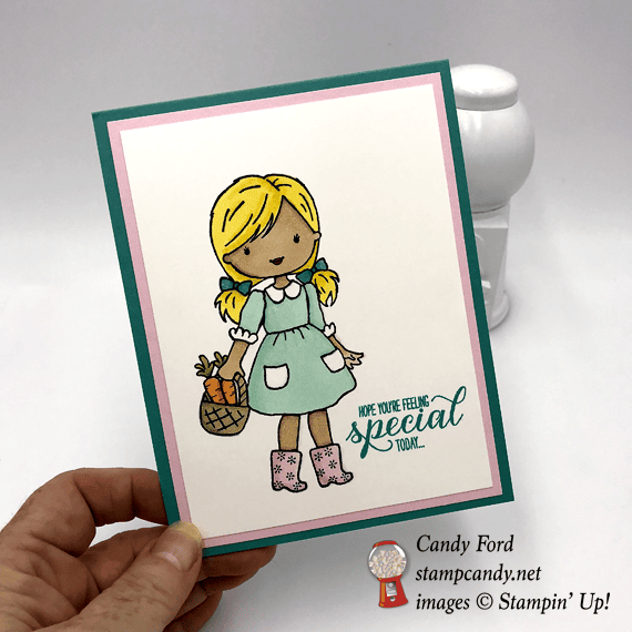 Stampin' Up! Garden Girl handmade card colored with the Stampin' Blends Markers by Candy Ford of Stamp Candy
