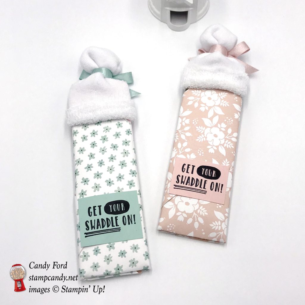 Baby Shower party favors gifts made with the Little One stamp set and A Whole Lot of Lovely Designer Series Paper DSP by Stampin' Up! #stampcandy