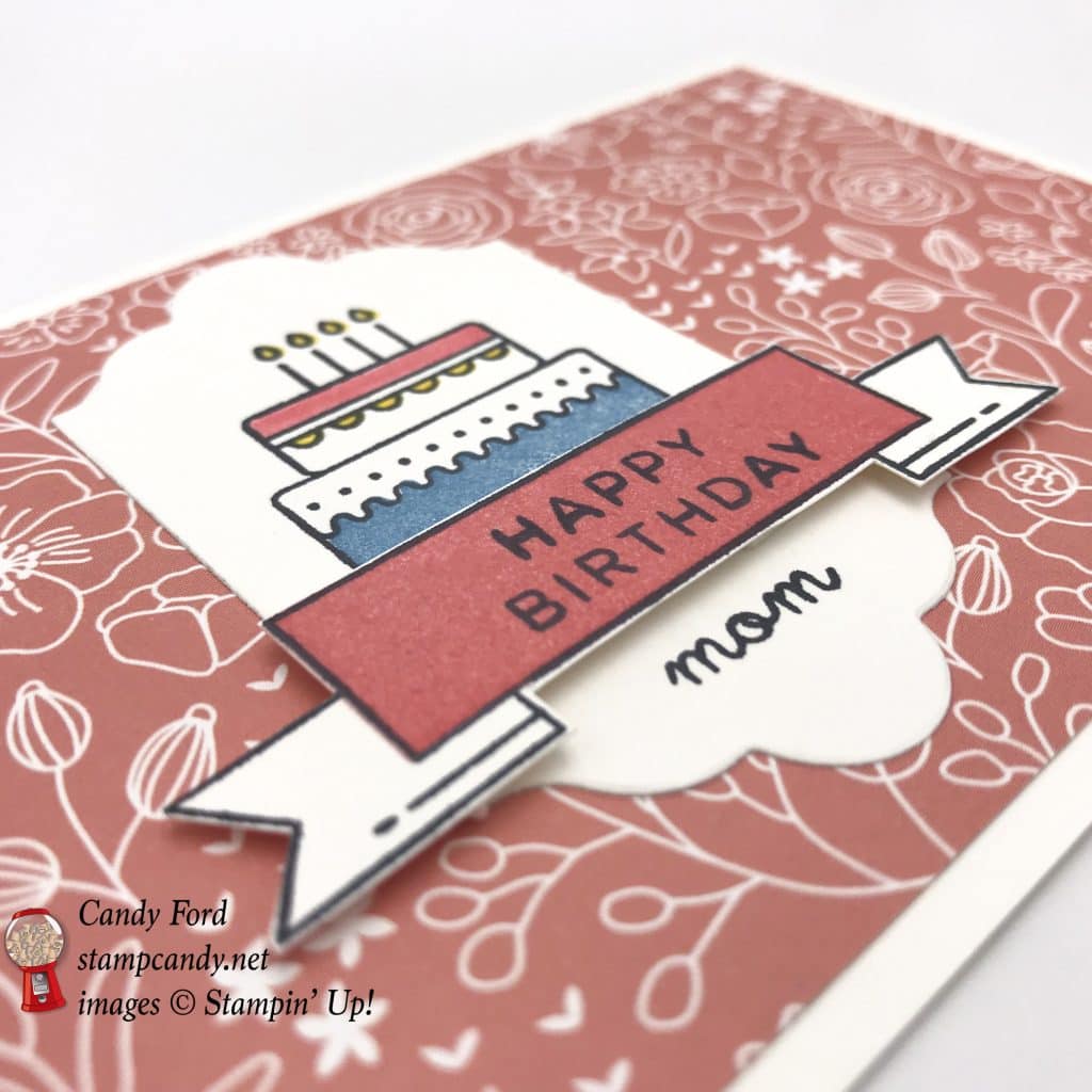 Happy Birthday mom mother card made with World's Best Trophy stamp set, Lotf of Labels Framelits Dies, Sweet Soiree DSP by Stampin' Up! #stampcandy
