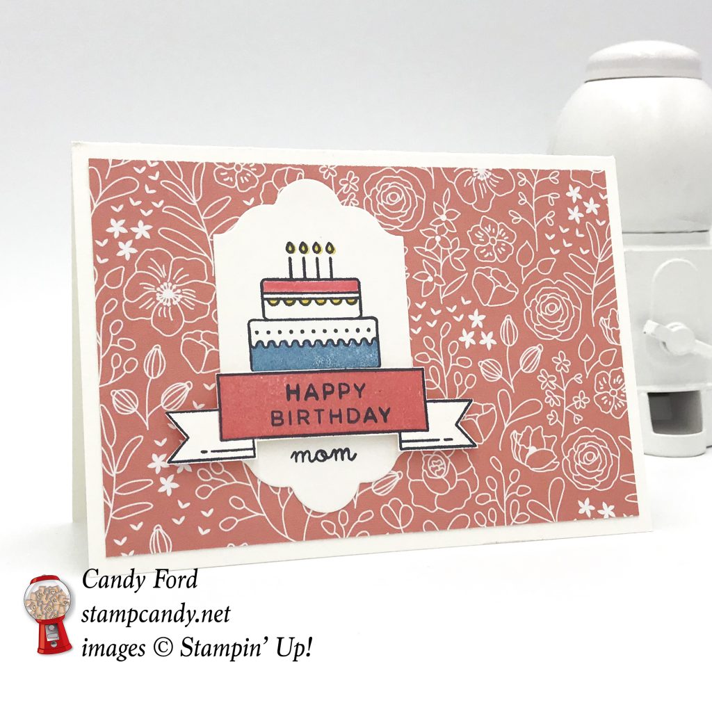 Happy Birthday mom mother card made with World's Best Trophy stamp set, Lotf of Labels Framelits Dies, Sweet Soiree DSP by Stampin' Up! #stampcandy