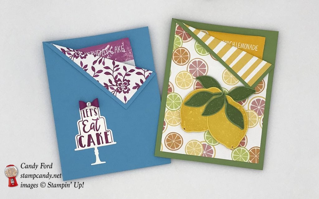 Celebration Time and Lemon Zest bundles birthday cake and lemonade gum gifts, Stampin' Up! #stampcandy