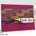 Sneak peek! Handmade thank you card made with the Painted glass stamp set, Graceful Glass designer Vellum, and Black 1/8" Cord from the upcoming 2018-2019 Stampin' Up! Annual Catalog. #stampcandy