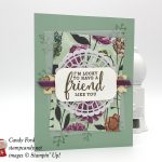Card for a friend, I'm lucky to have a friend like you, Love What You Do stamp set, Share What You Love Specialty Designer Series Paper DSP, Pearlized Doilies, 1/4" Velvel Ribbon in Rich razzleberry, bu Stampin' Up! #stampcandy