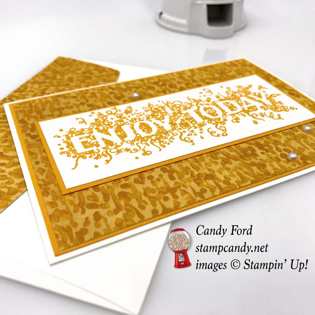 Enjoy Today card made with Big Wishes stamp set and Garden in Bloom Designer Series Paper by Stampin' Up! birthday card, wedding card #stampcandy