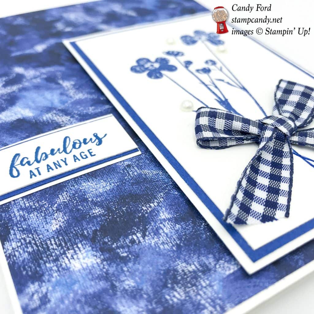 Lovely birthday card made with the new Itty Bitty Greetings stamp set and Garden Impressions DSP by Stampin' Up! #stampcandy