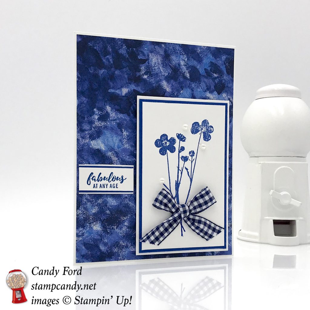 Lovely birthday card made with the new Itty Bitty Greetings stamp set and Garden Impressions DSP by Stampin' Up! #stampcandy