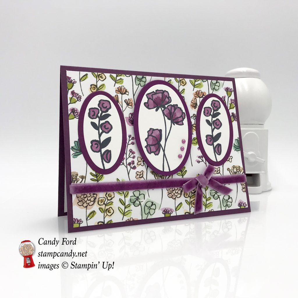 floral card made with the Love What You Do stamp set, Share What You Love paper, and Layering Ovals Framelits Dies by Stampin' Up! #stampcandy