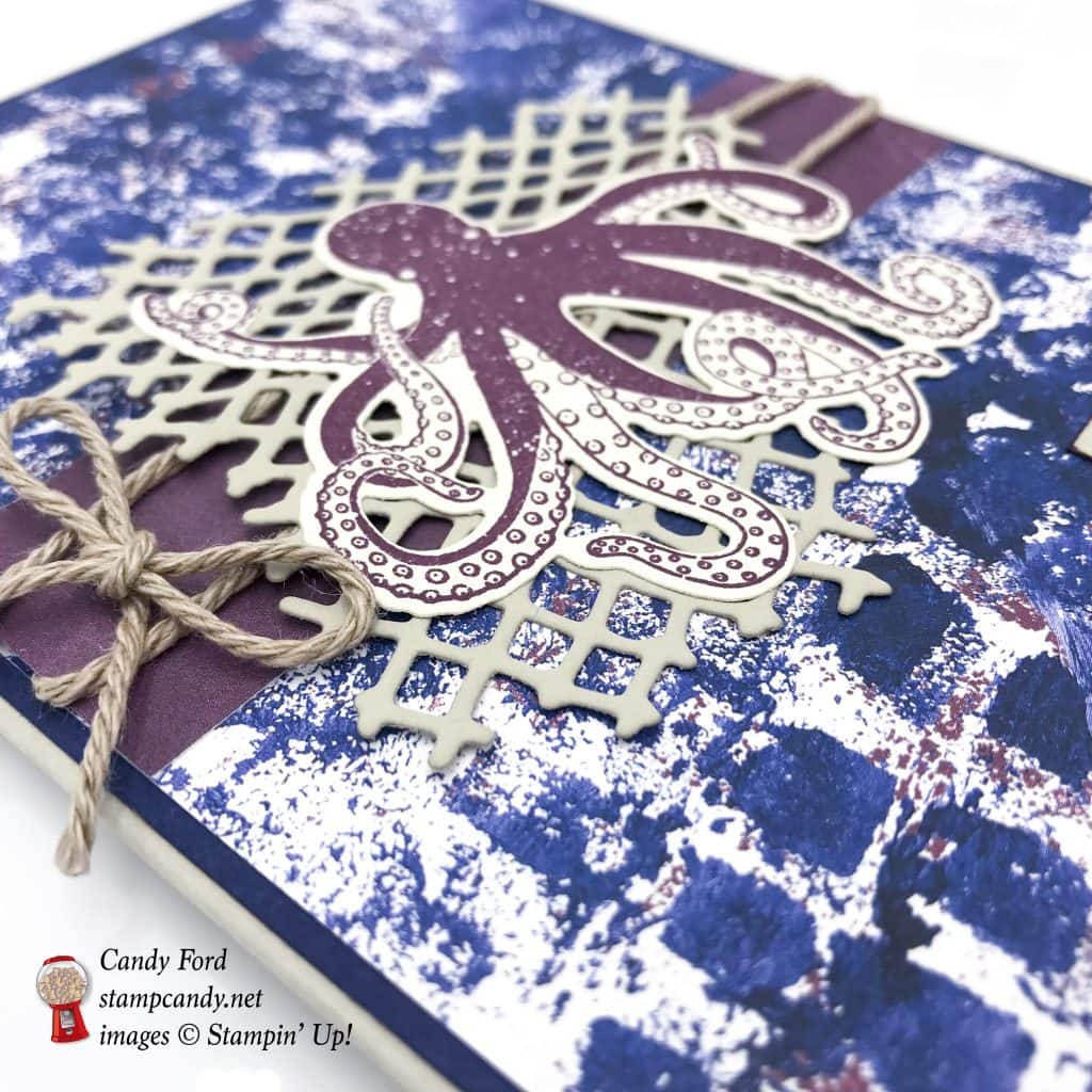 Thanks for reaching out. Card madw using the Sea of Textures stamp set, Under the Sea Framelits Dies, and Tranquil Textures Designer Series Paper by Stampin' Up! #stampcandy