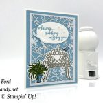 Stampin Up Sitting Pretty stamp set and Pretty Park thinlit dies handmade card by Candy Ford of Stamp Candy