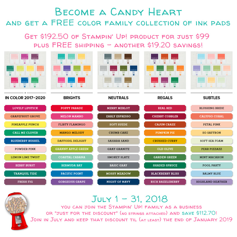 Free ink pads when you join my team in July 2018! #stampcandy Stampin' Up!