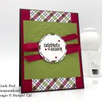 Christmas card made using Mistletoe Season stamp set, Seasonal Wreath Dynamic embossing folder, and Under the Mistletoe Designer Series Paper by Stampin' Up! #stampcandy