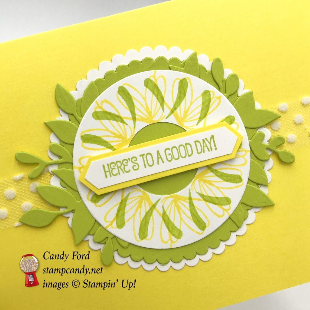 Stamparatus wreath card made with Peaceful Reflection stamp set by Stampin' Up! #stampcandy