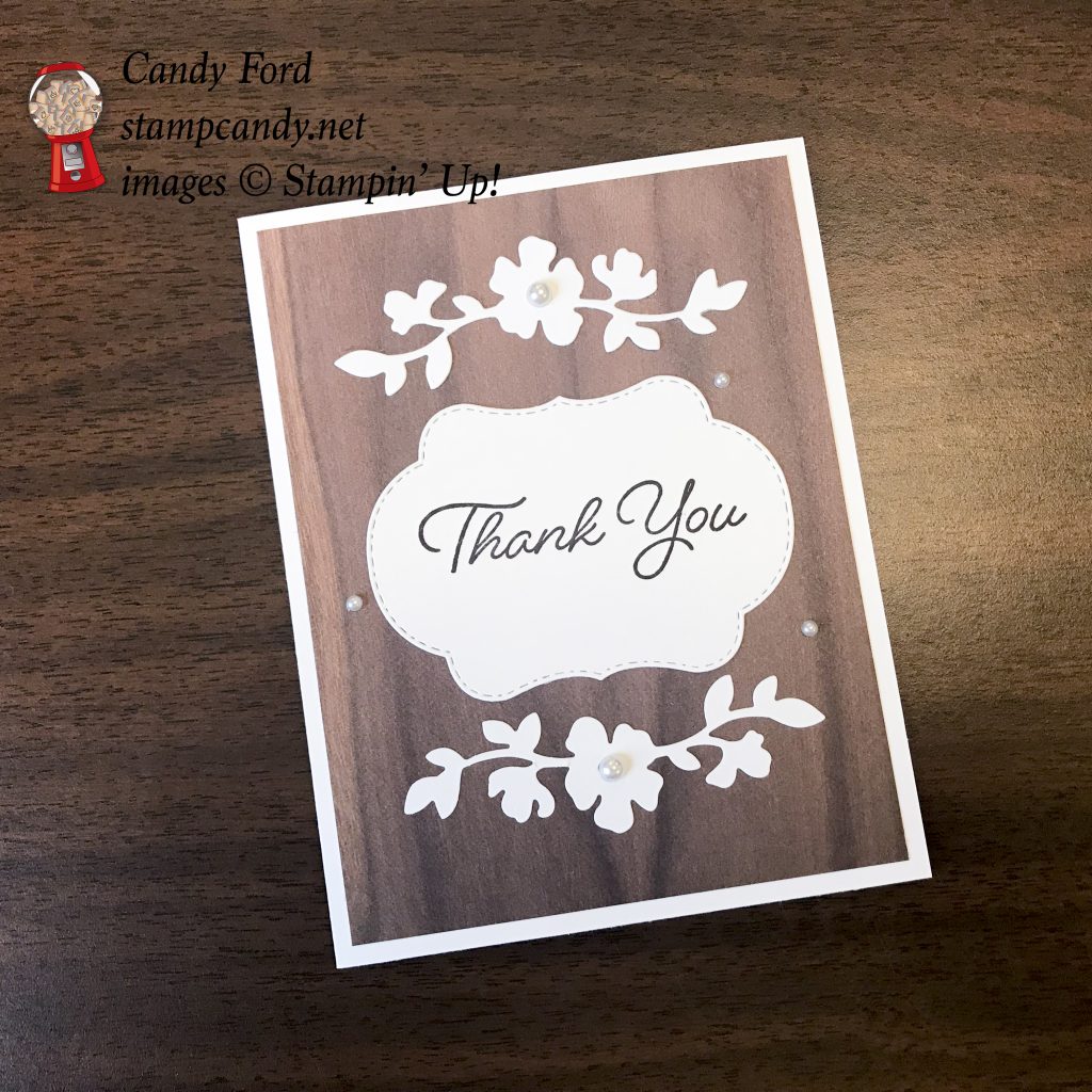 Blended Seasons Bundle thank you card with Wood Textures by Stampin' Up! #stampcandy