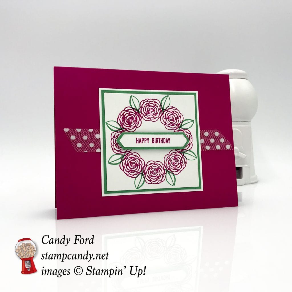 Happy Birthday Gorgeous Stamparatus wreath card, Stampin' Up! #stampcandy