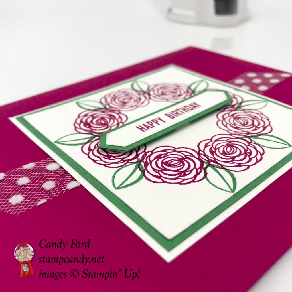 Happy Birthday Gorgeous Stamparatus wreath card, Stampin' Up! #stampcandy