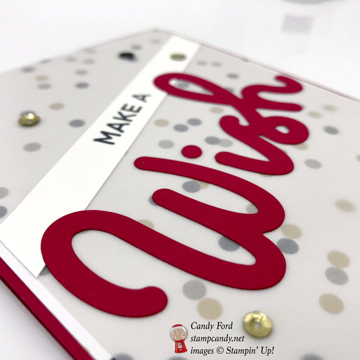 Broadway Birthday Bundle make a wish card, vellum, sequins, all by Stampin' Up! #stampcandy