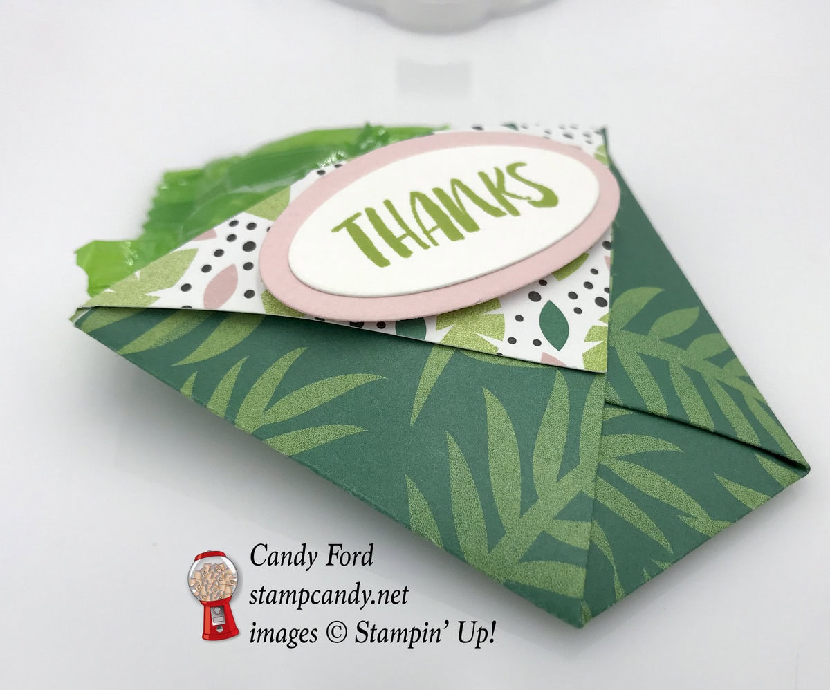 Diaper Fold in Tropical Escape and Fabulous Flamingo by Stampin' Up! #stampcandy