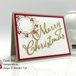 Stamparatus wreath xmas card made using Merry Christmas Thinlits Dies and Joyous Noel stamp set by Stampin' Up! #stampcandy