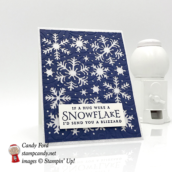 Beautiful Blizzard if a snowflake were a hug card, Stampin' Up! #stampcandy