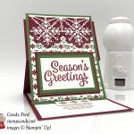 Dashing Along DSP promo, Snowflake Sentiment stamp set, easel card, Stampin' Up! #stampcandy