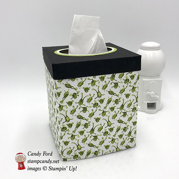 tissue box cover made with Toil & Trouble DSP by Stampin' Up! #stampcandy