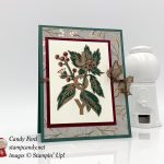 Joy & Noel stamp set, Joyous Noel paper, and copper heat embossing make up this Christmas card, Stampin' Up! #stampcandy