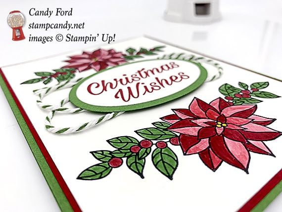 Stampin Up Peaceful Pointsettia bundle handmade Christmas Card by Candy Ford of Stamp Candy