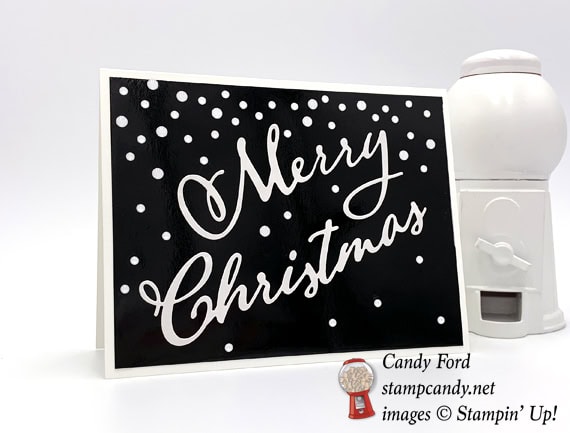 Stampin' Up! Black and White Merry Christmas Thinlit Dies handmade card by Candy Ford of Stamp Candy