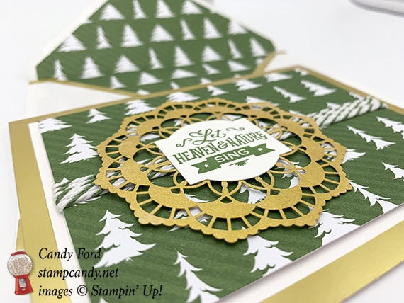 Stampin Up Christmas Traditions Punch Box foil edge cards and evelopes by Candy Ford of Stamp Candy