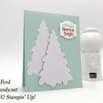 Stampin' Up! Christmas Traditions Punch Box meets In the Woods Framelit Dies and softly falling TIEF by Candy Ford of Stamp Candy