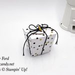 Stampin' Up! Takeout Thinlit Dies meet Broadway Bound DSP gift box by Candy Ford of #stampcandy