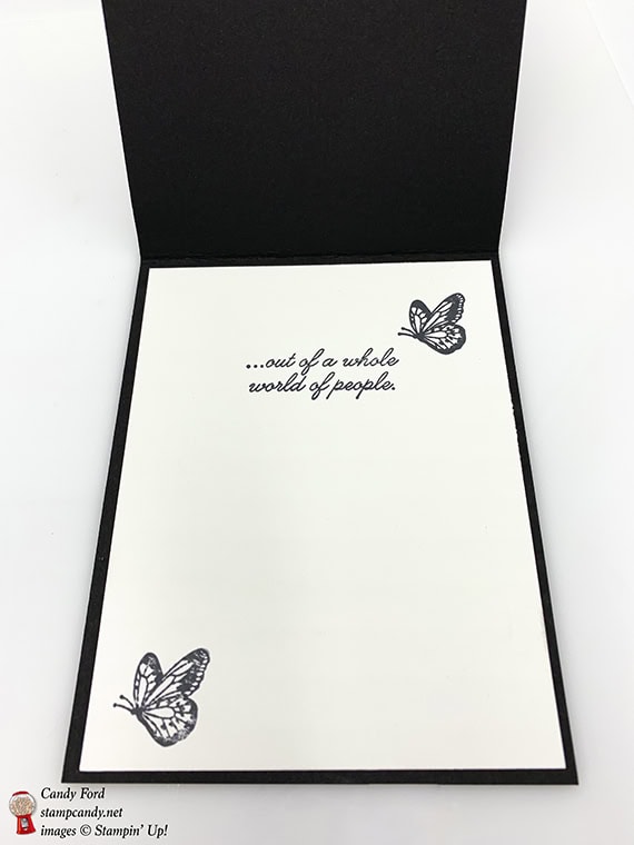 Friendship card made by Candy Ford using Beauty Abounds stamp set, Butterfly Beauty dies, Botanical Butterfly paper, and Red Rhinestones by Stampin' Up! #stampcandy 