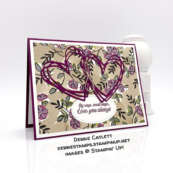 Accented Blooms stamp set, Sunshine Sayings Thinlits Dies, Share What You Love Specialty Designer Series Paper, Valentine love card, made by Debbie Catlett, Stampin' Up! #stampcandy
