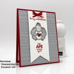 Hey Love stamp set, Dod to Dot embossing folder, Read Red 1/8" Ribbon, Banner Triple Punch. Valentine card made by Judy Newsome. Stampin' Up! #stampcandy