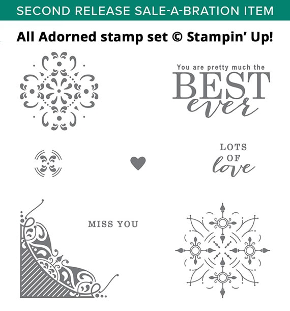 All Adorned stamp set, 2nd release Sale-a-bration item 2019, Stampin' Up #stampcandy