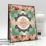 This card was made with new Second Release Sale-a-bration items available Feb 15 - Mar 31, 2019! All Adorned stamp set, Painted Season paper by Stampin' Up! Also the Doily Builder Thinlits Dies. #stampcandy