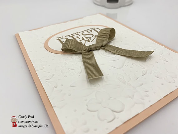 All Adorned stamp set, Country Floral dynamic embossing folder, you're the best card made by Candy Ford. Stampin' Up! #stampcandy