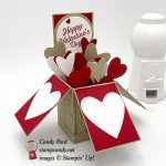 Valentine's Day card in a box made by Candy Ford using Meant to Be, Hardwood, and Forever Lovely stamp sets, and Be Mine Framelits Dies by Stampin' Up! #stampcandy