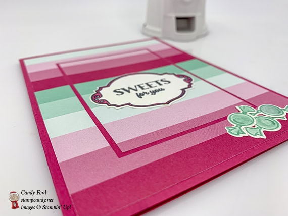 Sweetest Thing stamp set, Jar of Sweets Framelits Dies, How Sweet It Is Designer Series Paper from Stampin' Up! Card made by Candy Ford #stampcandy