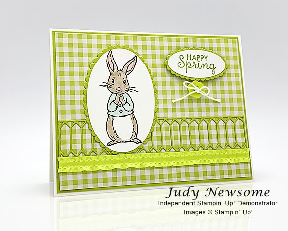 Stampin' Up! Fable Friends rabbit handmade card by Judy Newsome of Candy Hearts