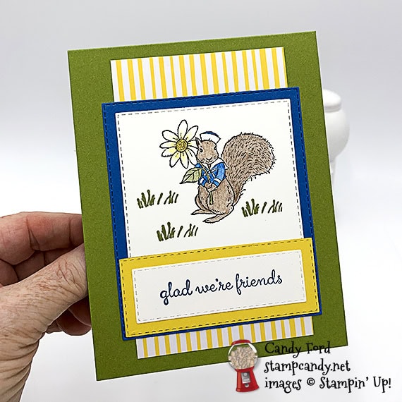 Stampin' Up! Fable Friends squirrel handmade card by Candy Ford of Stamp Candy