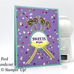 Sweetest Thing stamp set, Jar of Sweets Framelits Dies, and How Sweet It Is Designer Series Paper from Stampin' Up!Card made by Candy Ford #stampcandy