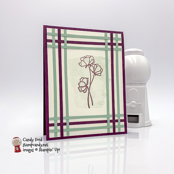 Love What You Do stamp set from Stampin' Up!, woven paper strip card by Candy Ford #stampcandy
