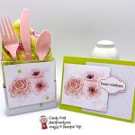 Sentimental Rose April kit for the A Paper Pumpkin Thing Blog Hop. Alternate projects made by Candy Ford - card and naapkin/flatware holder for a wedding shower. #stampcandy