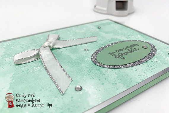 Stampin' Up! It Starts With Art Silver Metallic Edge Ribbon Sparkle oval handmade card by Candy Ford of Stamp Candy